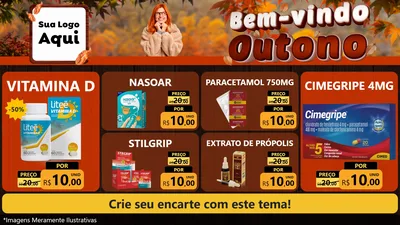 Modelo de TV para TV Horizontal com o tema Bem-vindo Outono para Farmácia