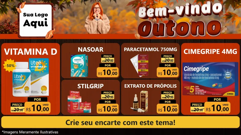 Modelo de TV para TV Horizontal com o tema Bem-vindo Outono para Farmácia