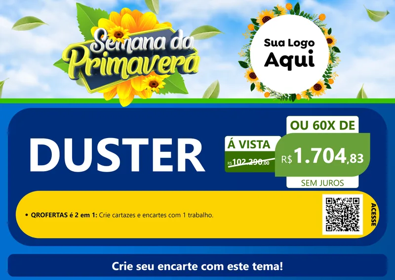 Modelo de Cartaz para Cartaz A4 Horizontal com o tema Semana da Primavera para Concessionaria de Carros