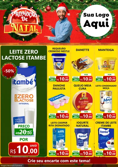 Modelo de Encarte para Encarte A4 Vertical com o tema Promoção de Natal para Frios e Laticínios