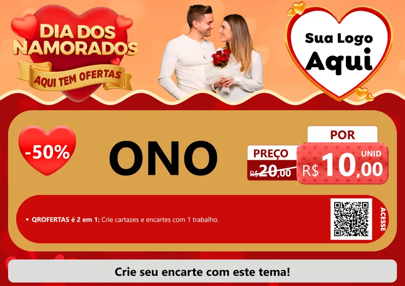 Modelo de Cartaz para Cartaz A4 Horizontal com o tema Dia dos Namorados - Aqui Tem Ofertas para Óticas