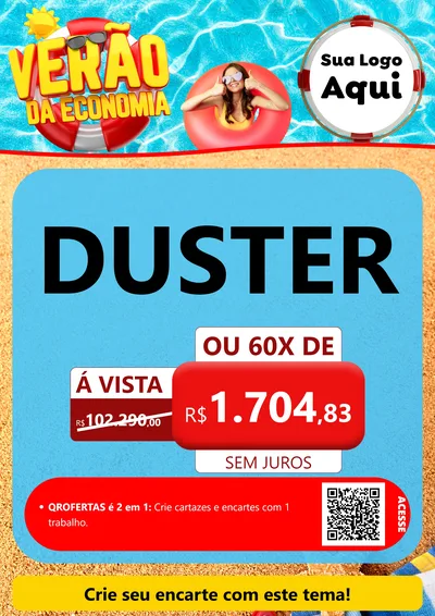Modelo de Cartaz para Cartaz A4 Vertical com o tema Verão da Economia para Concessionaria de Carros