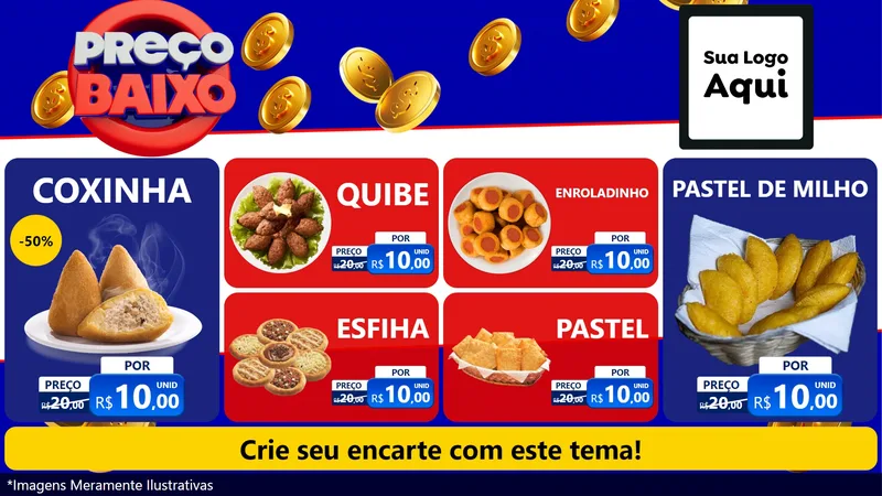 Modelo de TV para TV Horizontal com o tema Preço Baixo para Salgadaria