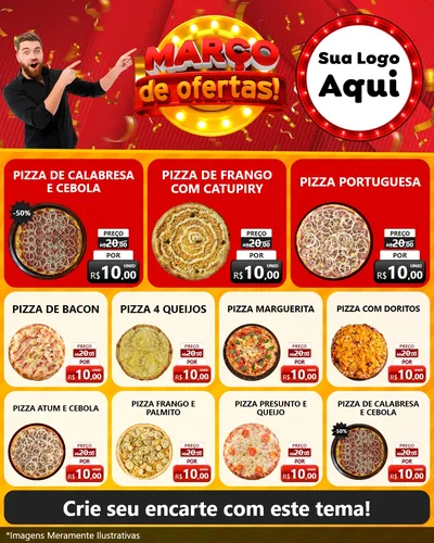 Modelo de Rede Social para Feed Instagram com o tema Março de Ofertas! para Pizzaria