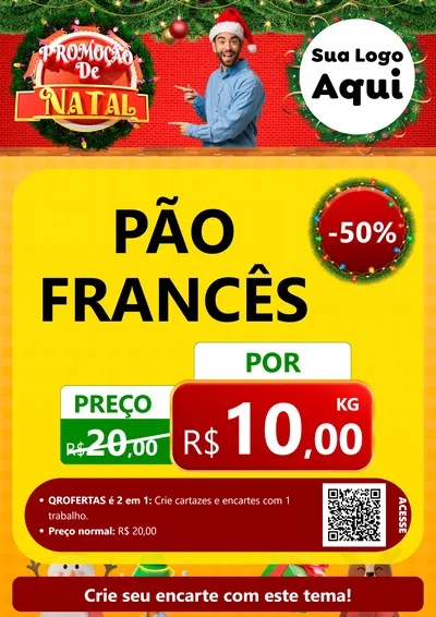 Modelo de Cartaz para Cartaz A4 Vertical com o tema Promoção de Natal para Padaria