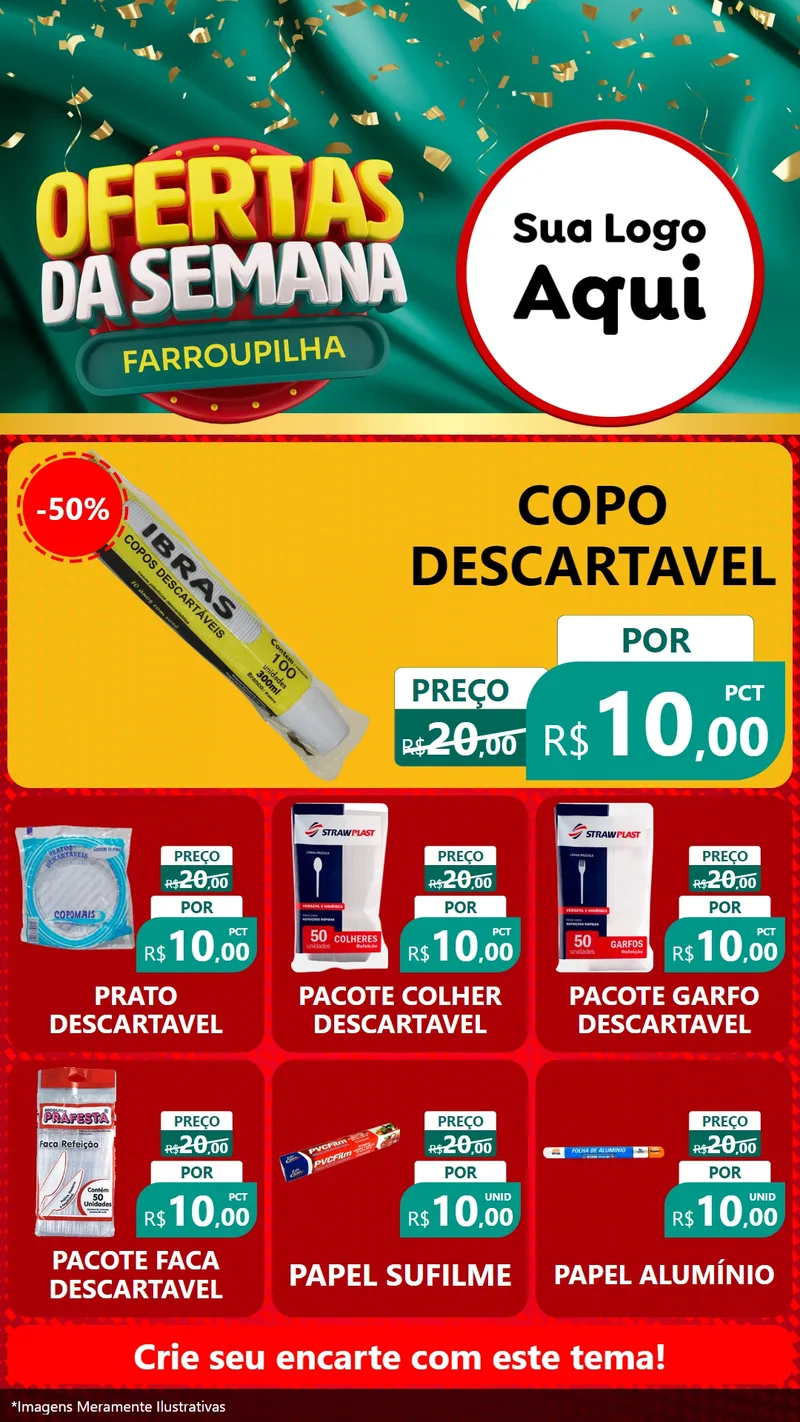 Modelo de Rede Social para Stories com o tema Ofertas da Semana Farroupilha para Embalagens
