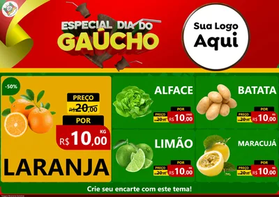 Modelo de Encarte para Encarte A4 Horizontal com o tema Especial Dia do Gaúcho para Hortifrúti