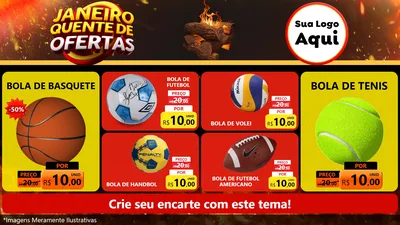 Modelo de TV para TV Horizontal com o tema Janeiro Quente de Ofertas para Artigos Esportivos