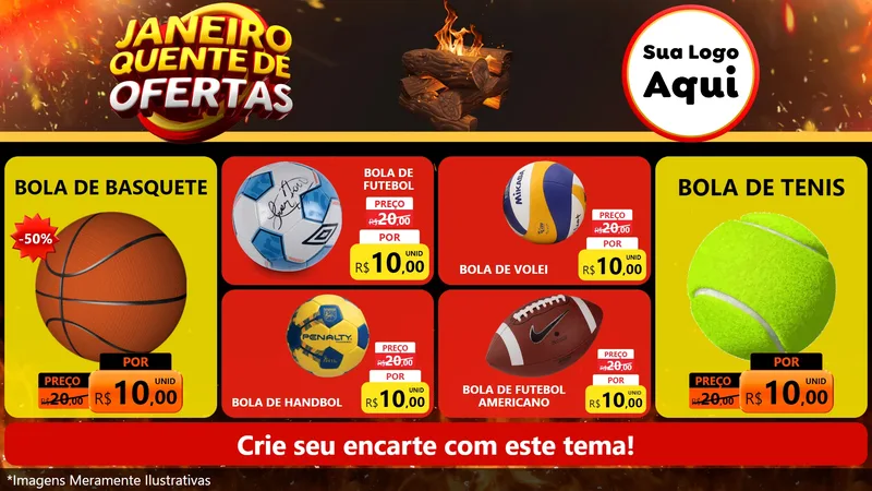 Modelo de TV para TV Horizontal com o tema Janeiro Quente de Ofertas para Artigos Esportivos