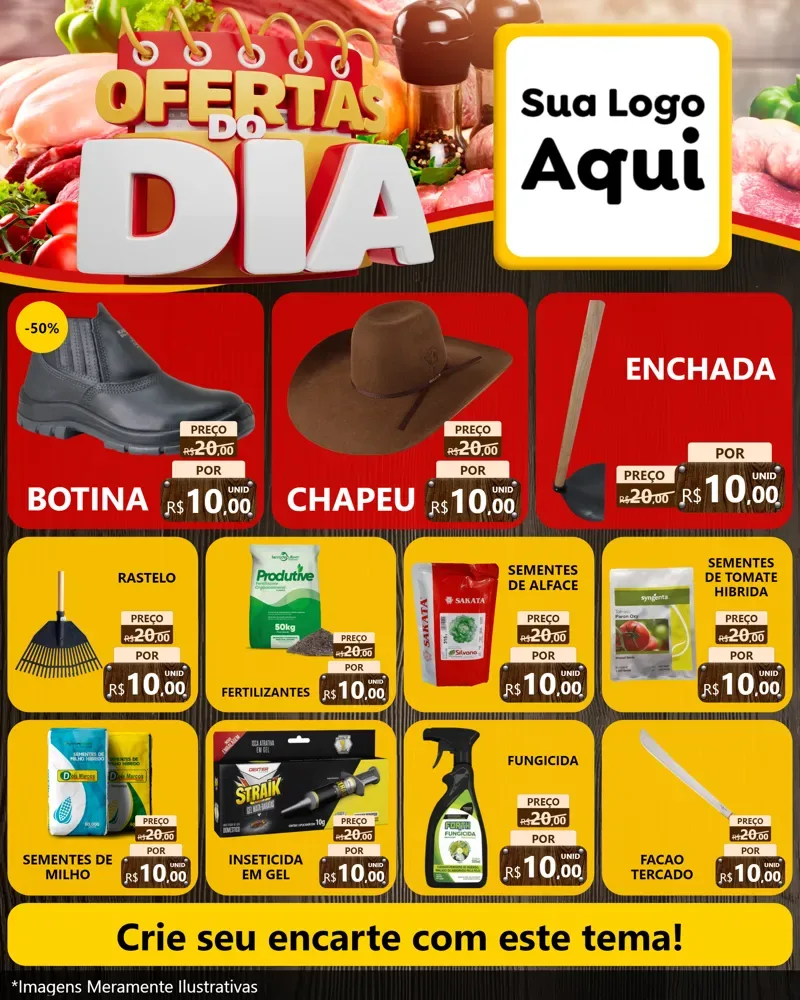 Modelo de Rede Social para Feed Instagram com o tema Ofertas do Dia para Agropecuária