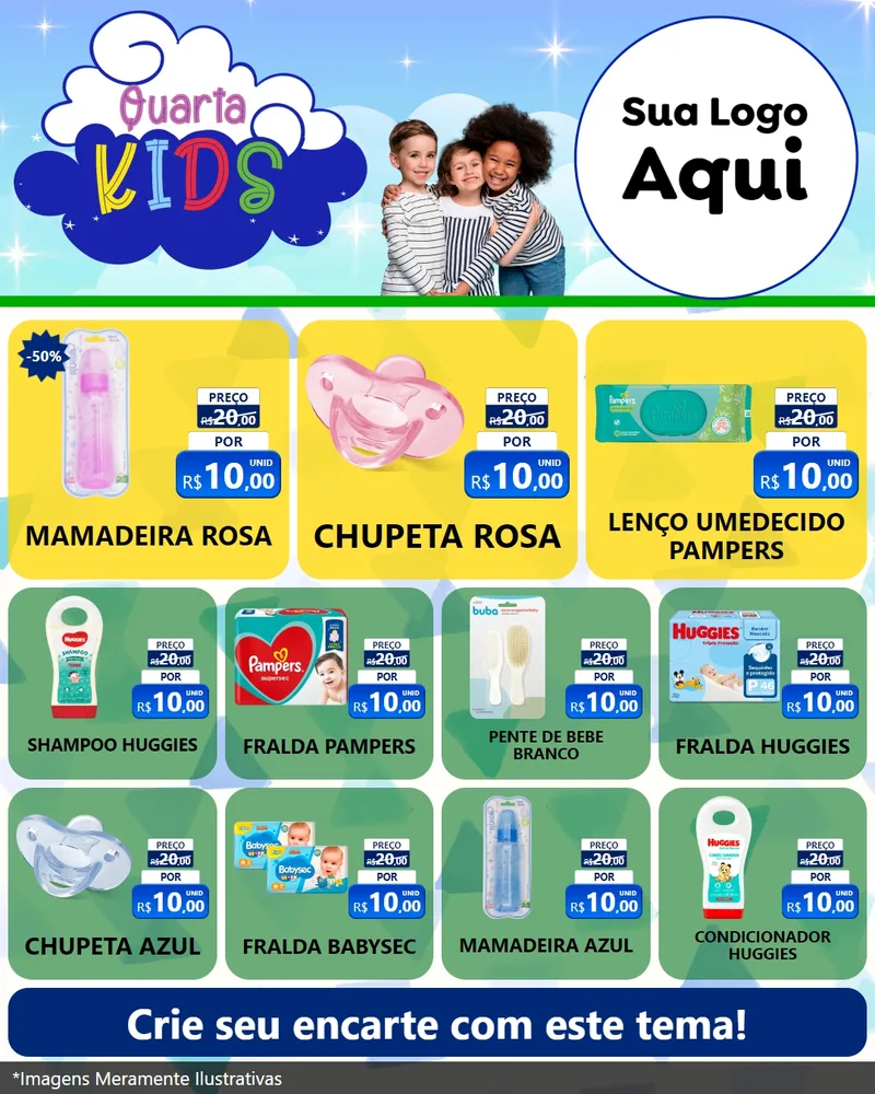Modelo de Rede Social para Feed Instagram com o tema Quarta Kids para Bebês