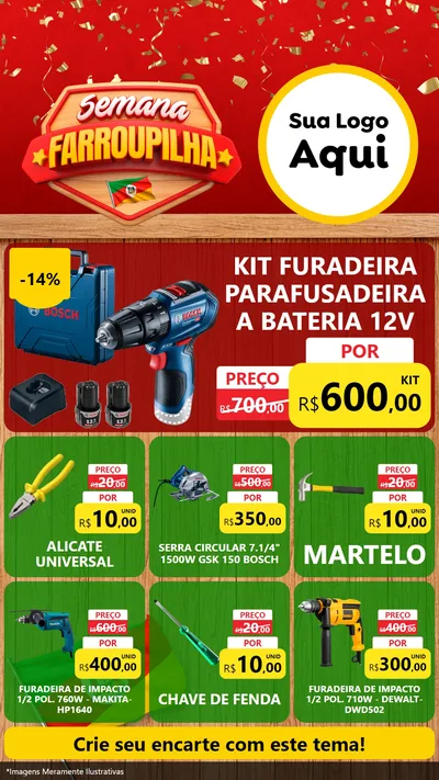 Modelo de Rede Social para Stories com o tema Semana Farroupilha para Maquinas e Ferramentas