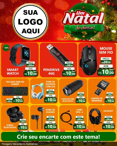 Modelo de Rede Social para Feed Instagram com o tema Um Natal de Ofertas para Informática