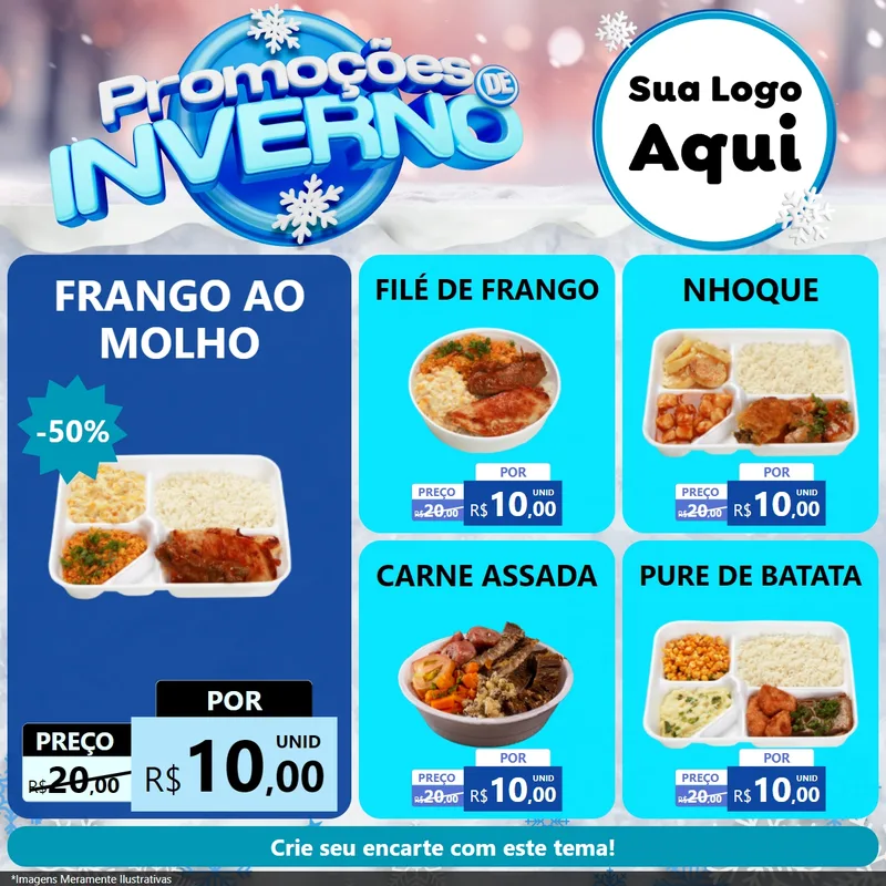 Modelo de Rede Social para Feed Facebook com o tema Promoções de Inverno para Restaurante
