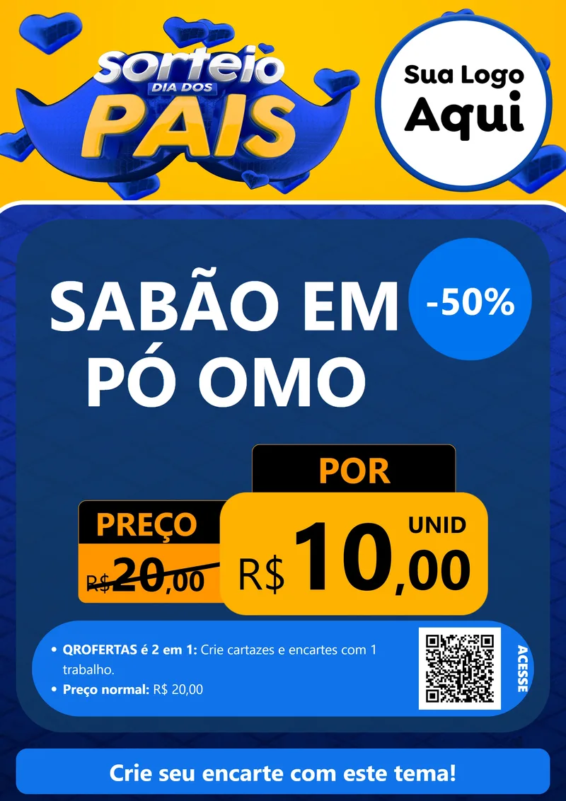 Modelo de Cartaz para Cartaz A4 Vertical com o tema Sorteio Dia dos Pais para Produtos de Limpeza