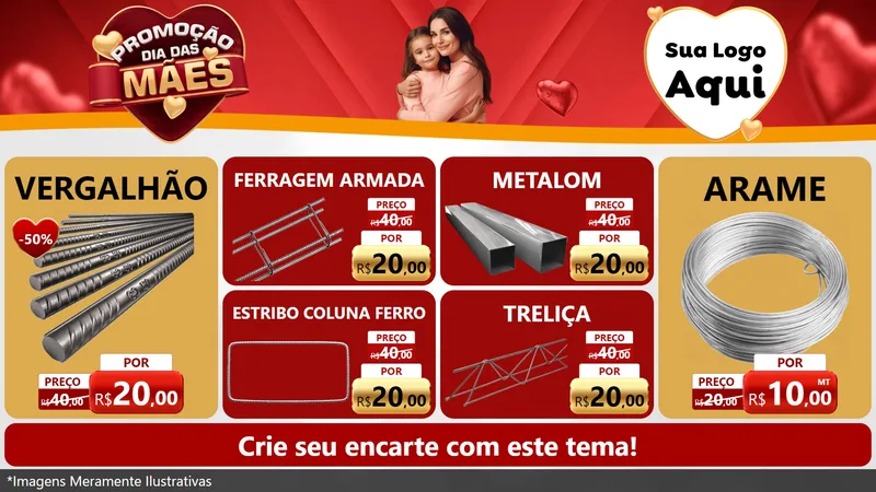 Modelo de TV para TV Horizontal com o tema Promoção Dia das Mães para Ferragens
