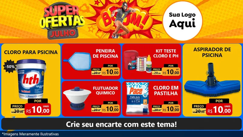 Modelo de TV para TV Horizontal com o tema Super Ofertas Julho para Produtos para Piscina