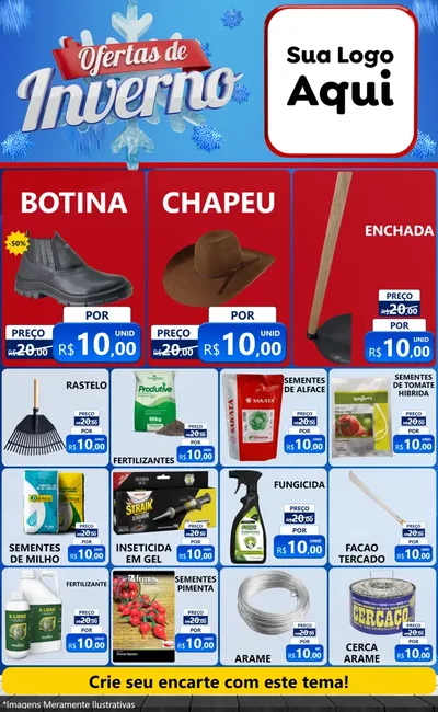 Modelo de Encarte para Encarte Grande com o tema Ofertas de Inverno para Agropecuária