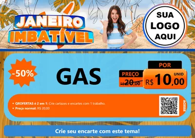 Modelo de Cartaz para Cartaz A4 Horizontal com o tema Janeiro Imbatível para Água e gás