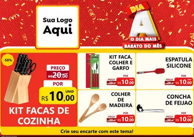 Modelo de Encarte para Encarte A4 Horizontal com o tema Dia A o Dia Mais Barato do Mês para Utilidades Domésticas