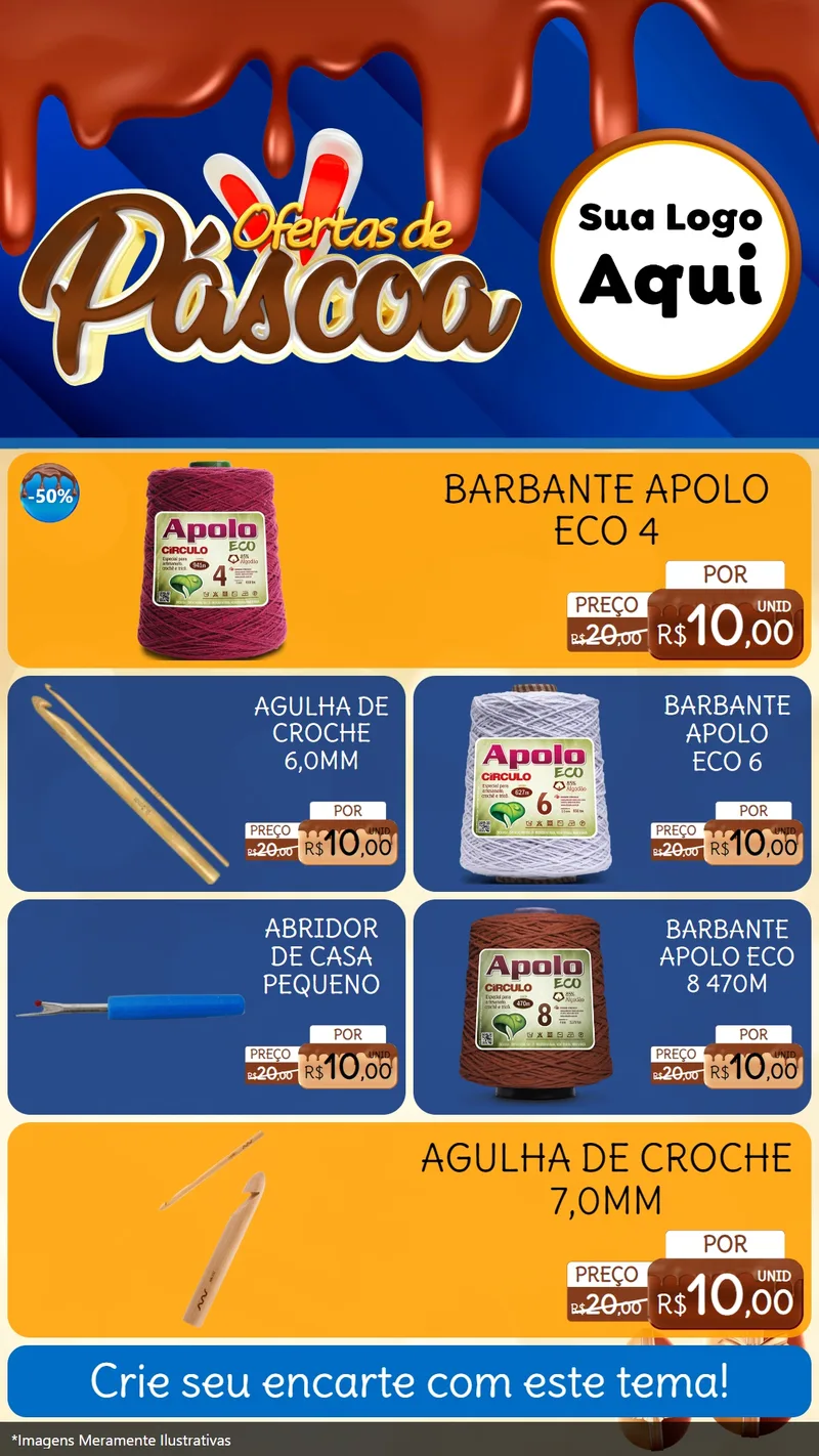 Modelo de TV para TV Vertical com o tema Ofertas de Páscoa para Armarinho e Aviamentos