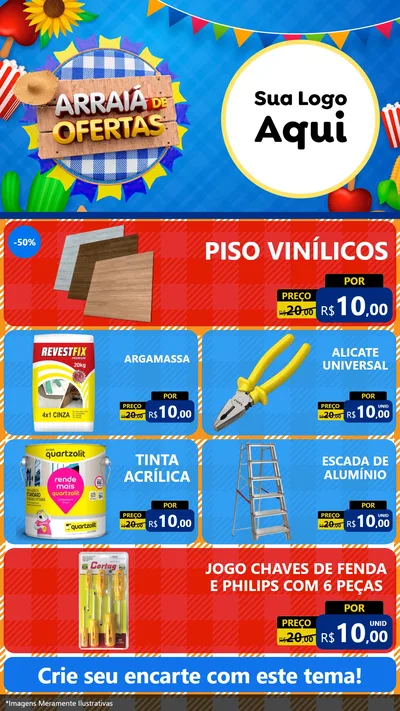 Modelo de TV para TV Vertical com o tema Arraiá de Ofertas para Material para Construção