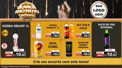 Modelo de TV para TV Horizontal com o tema Liquida Ano Novo Imperdível para Distribuidora de bebidas