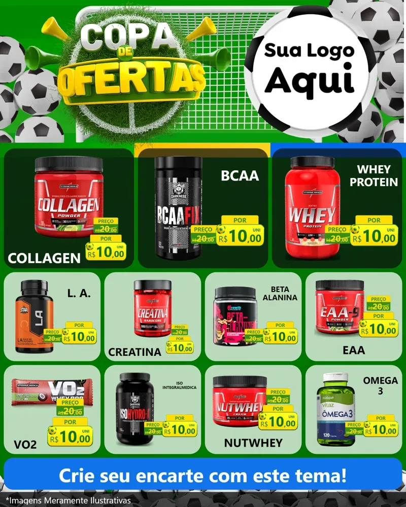 Modelo de Rede Social para Feed Instagram com o tema Copa De Ofertas para Suplementos alimentares