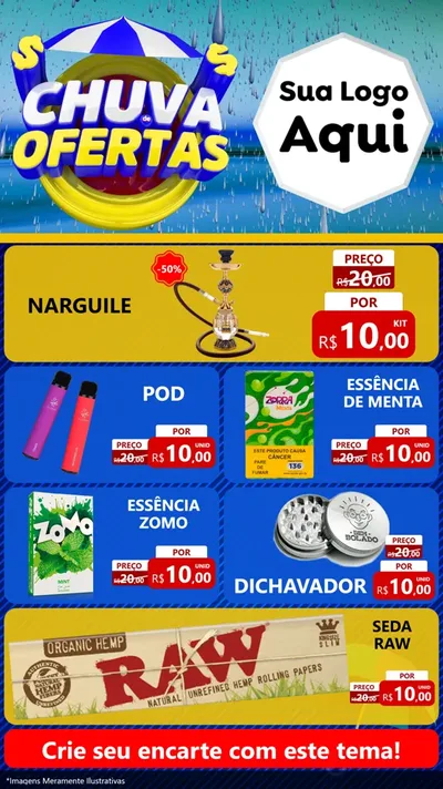 Modelo de TV para TV Vertical com o tema Chuva de Ofertas para Tabacaria