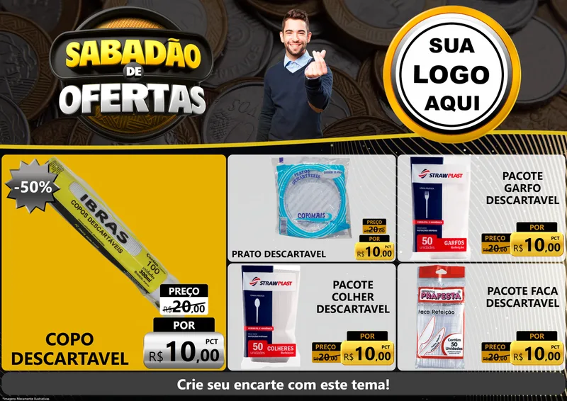 Modelo de Encarte para Encarte A4 Horizontal com o tema Sabadão de Ofertas para Embalagens