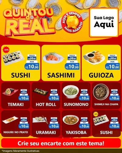 Modelo de Rede Social para Feed Instagram com o tema Quintou do Real para Comida japonesa