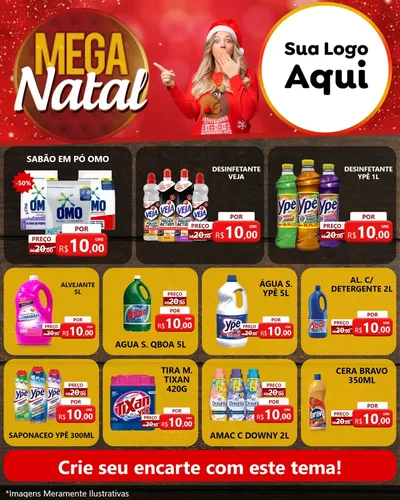 Modelo de Rede Social para Feed Instagram com o tema Mega Natal para Produtos de Limpeza