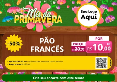 Modelo de Cartaz para Cartaz A4 Horizontal com o tema Mês da Primavera para Padaria