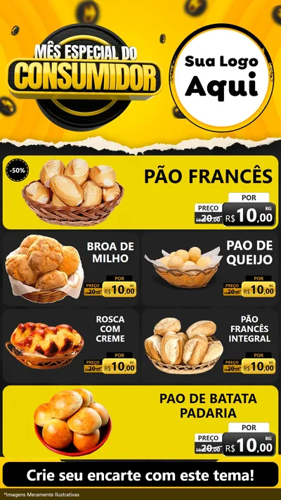 Modelo de TV para TV Vertical com o tema Mês Especial do Consumidor para Padaria