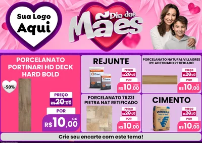 Modelo de Encarte para Encarte A4 Horizontal com o tema Dia das Mães para Pisos e revestimentos