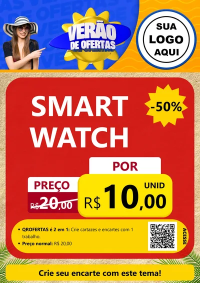 Modelo de Cartaz para Cartaz A4 Vertical com o tema Verão de Ofertas para Informática