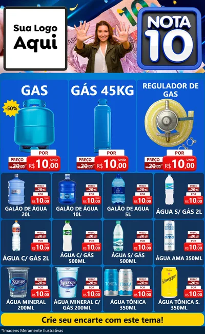 Modelo de Encarte para Encarte Grande com o tema Nota 10 para Água e gás