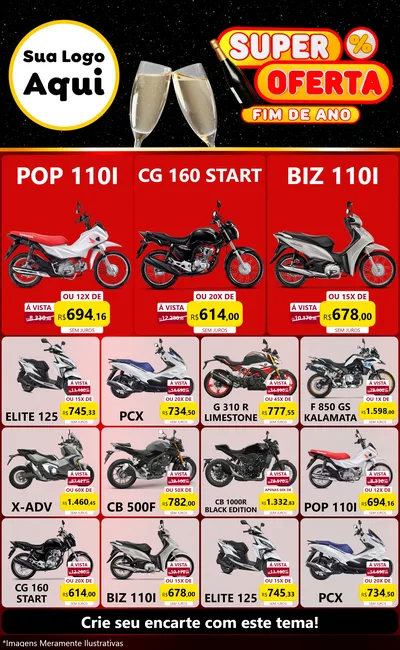 Modelo de Encarte para Encarte Grande com o tema Super Oferta Fim de Ano para Concessionaria de Motos