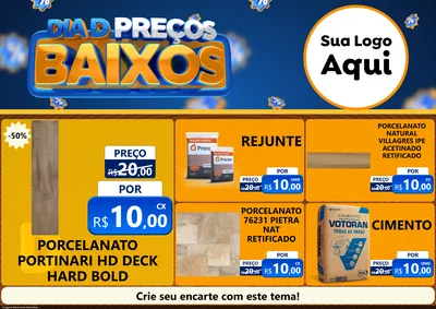 Modelo de Encarte para Encarte A4 Horizontal com o tema Dia D Preço Baixo para Pisos e revestimentos