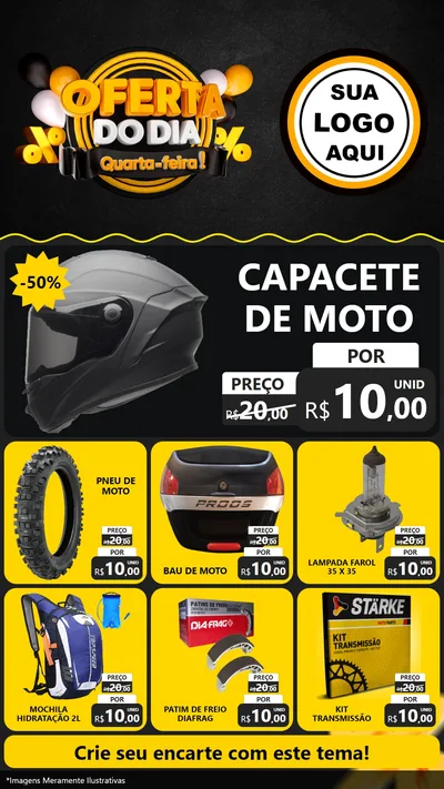 Modelo de Rede Social para Stories com o tema Oferta do Dia - Quarta Feira! para Moto peças