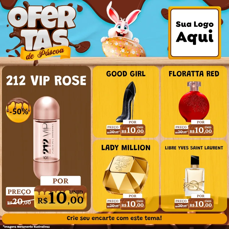 Modelo de Rede Social para Feed Facebook com o tema Ofertas de Páscoa para Perfumes