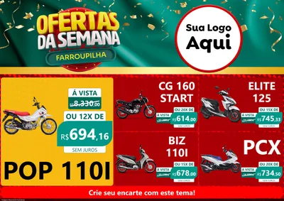 Modelo de Encarte para Encarte A4 Horizontal com o tema Ofertas da Semana Farroupilha para Concessionaria de Motos
