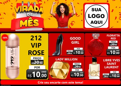Modelo de Encarte para Encarte A4 Horizontal com o tema Virada de Mês para Perfumes