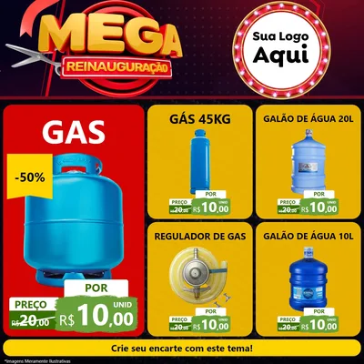 Modelo de Rede Social para Feed Facebook com o tema Mega Reinauguração para Água e gás
