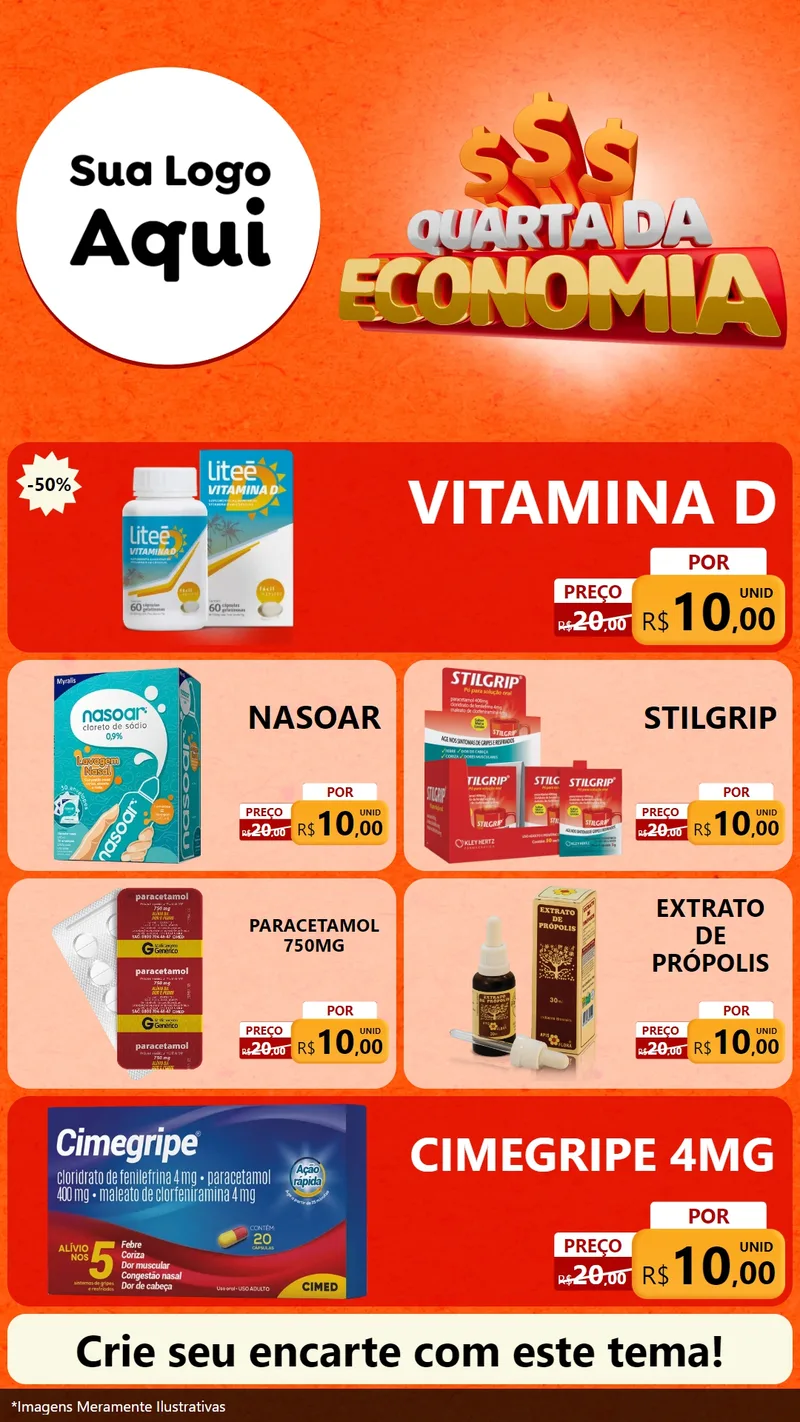 Modelo de TV para TV Vertical com o tema Quarta da Economia para Farmácia