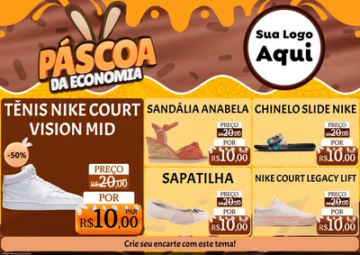 Modelo de Encarte para Encarte A4 Horizontal com o tema Páscoa da Economia para Calçados
