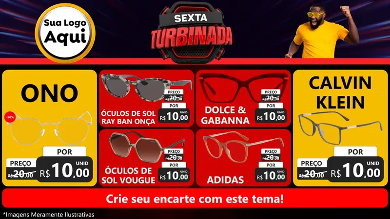 Modelo de TV para TV Horizontal com o tema Sexta Turbinada para Óticas