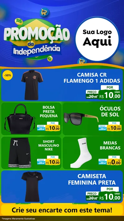 Modelo de TV para TV Vertical com o tema Promoção da Independência para Roupas e acessórios