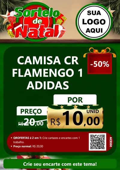 Modelo de Cartaz para Cartaz A4 Vertical com o tema Sorteio de Natal para Roupas e acessórios