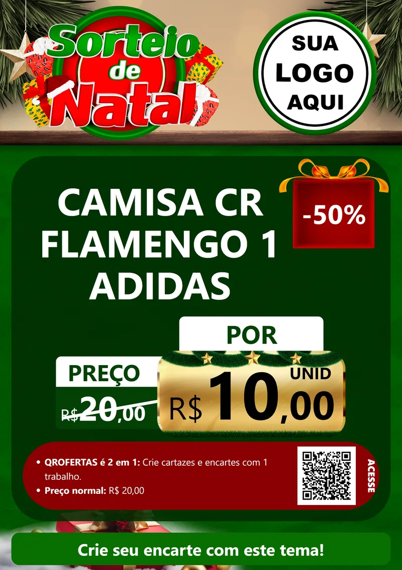 Modelo de Cartaz para Cartaz A4 Vertical com o tema Sorteio de Natal para Roupas e acessórios